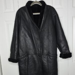 Milano Sherling Coat Women's Size Small Black Vintage